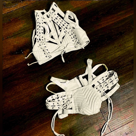 Dolls Kill Club Exx Harness Cream Shorts Bottom - Picture 11 of 15